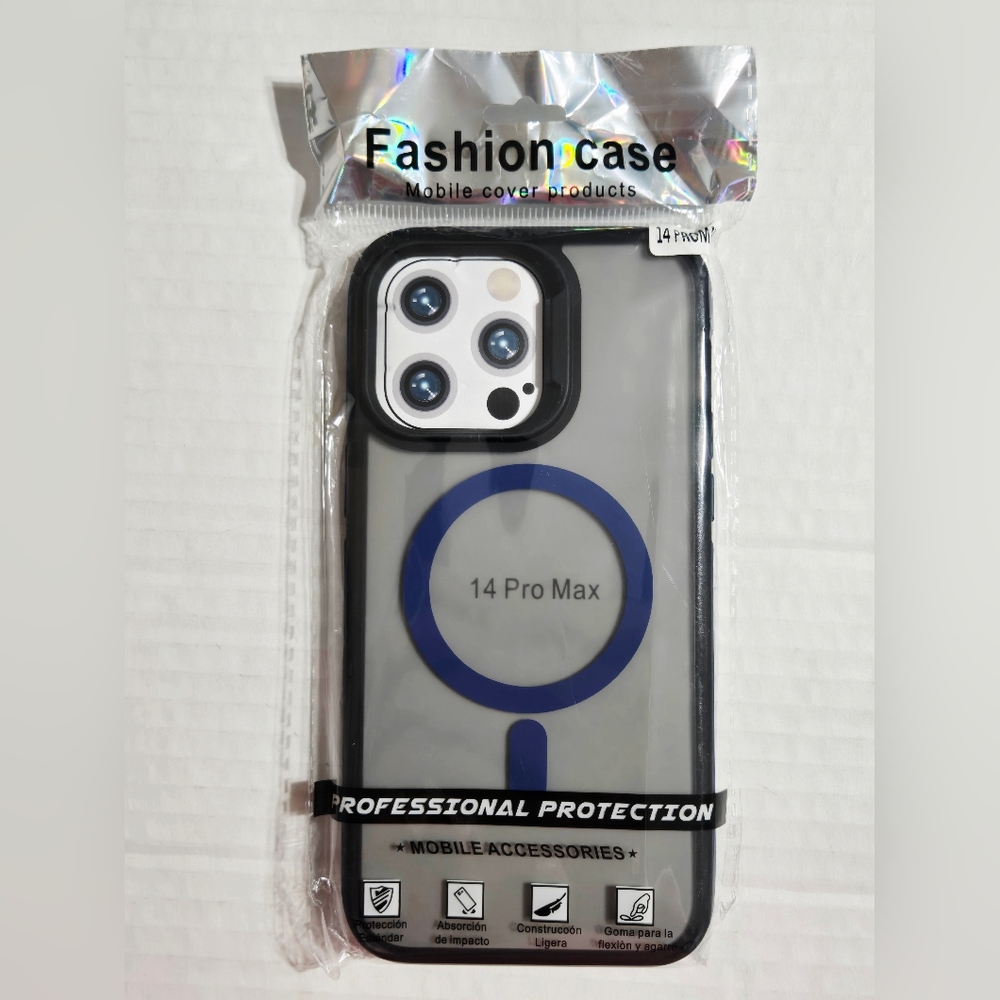 iPhone 14 Pro Max Magnetic Case Clear Frosted Back Black Bumper Shockproof Cover